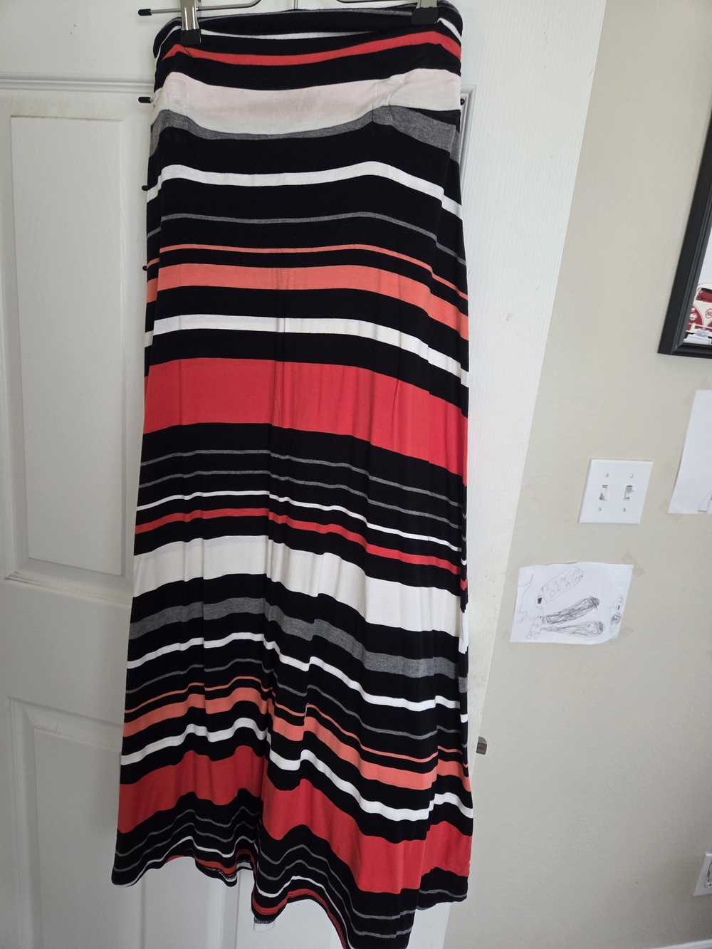 Merona Striped Maxi Skirt in Black, White & Red/Coral